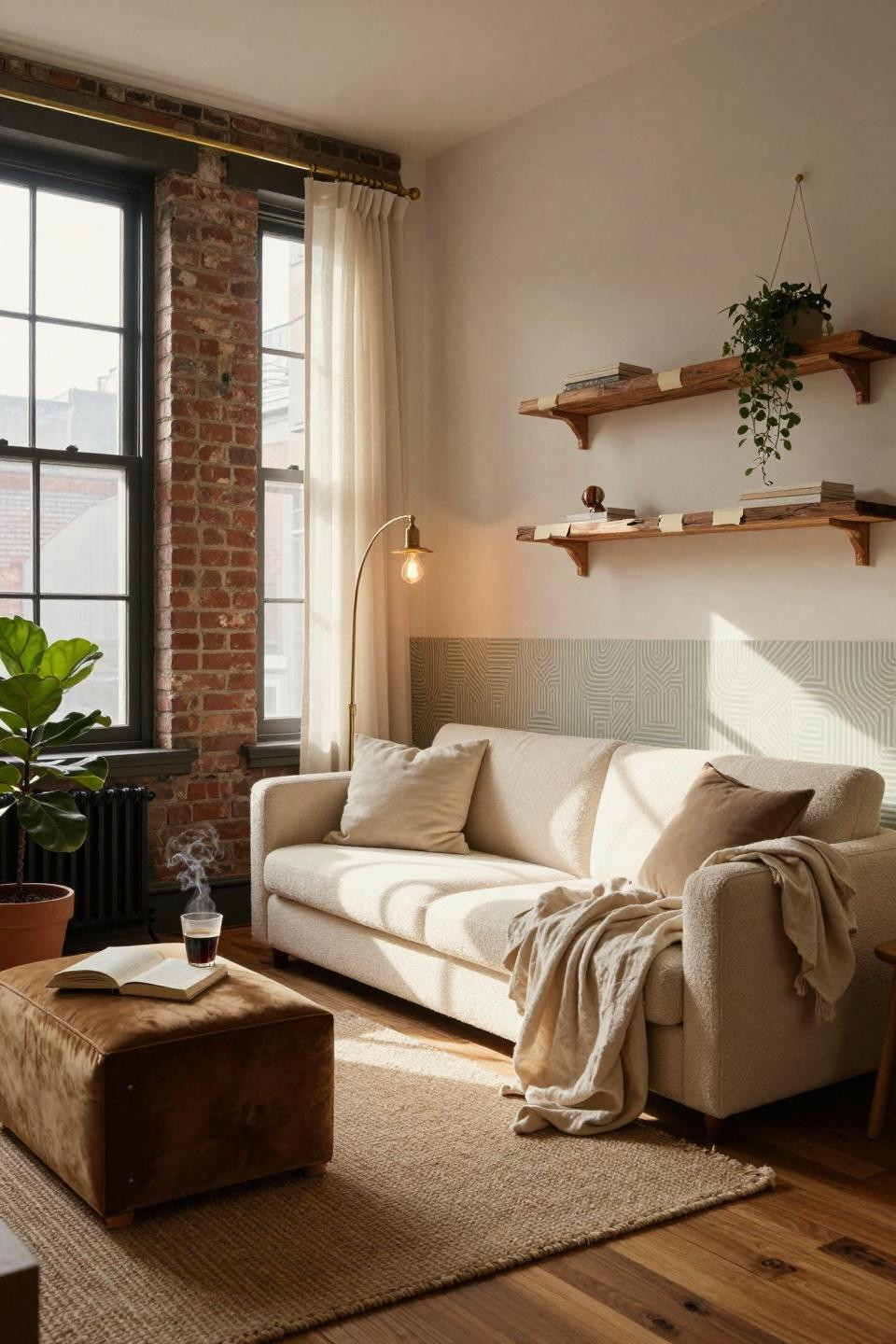 Renter friendly decorating - modular shelving and storage in small apartment