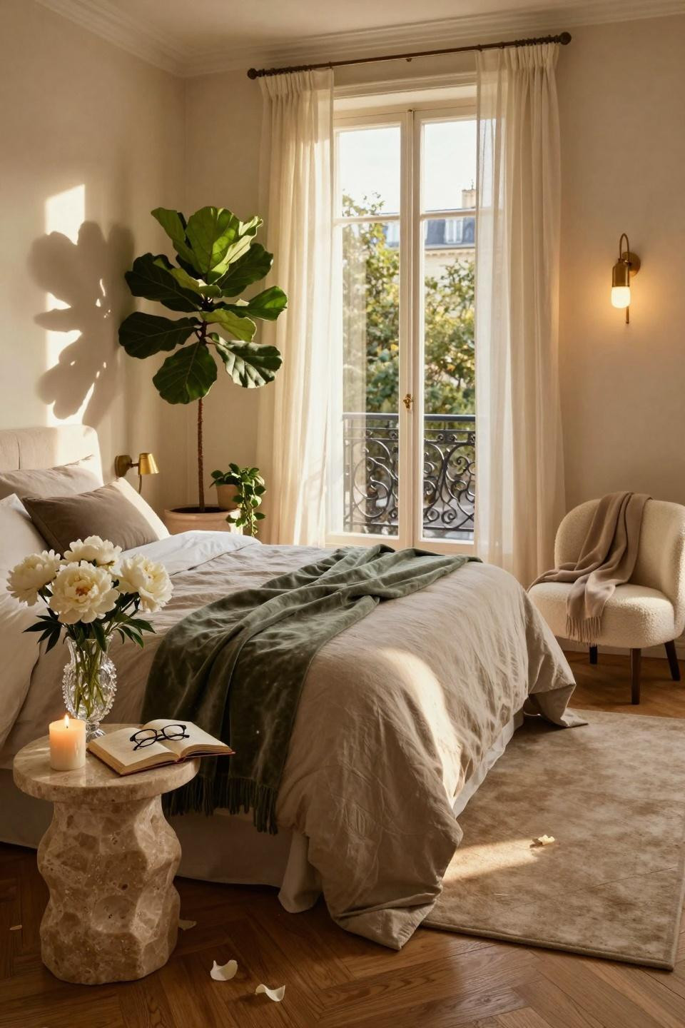 Luxurious Bedrooms Master Romantic - afternoon light streaming through French doors
