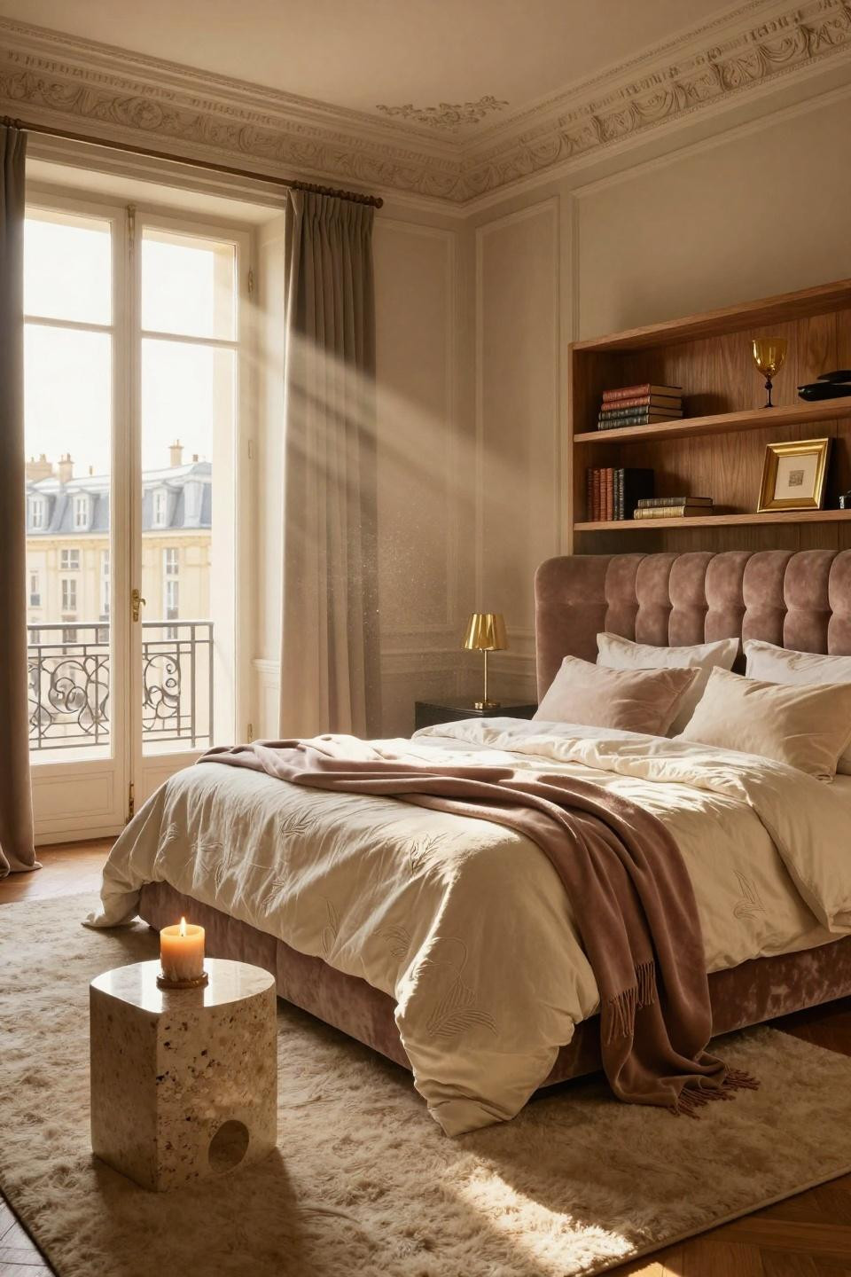 Luxurious Bedrooms Master Romantic - stone textures with soft upholstery