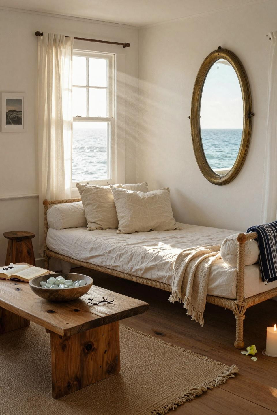 Beachy Living Room - small coastal with daybed