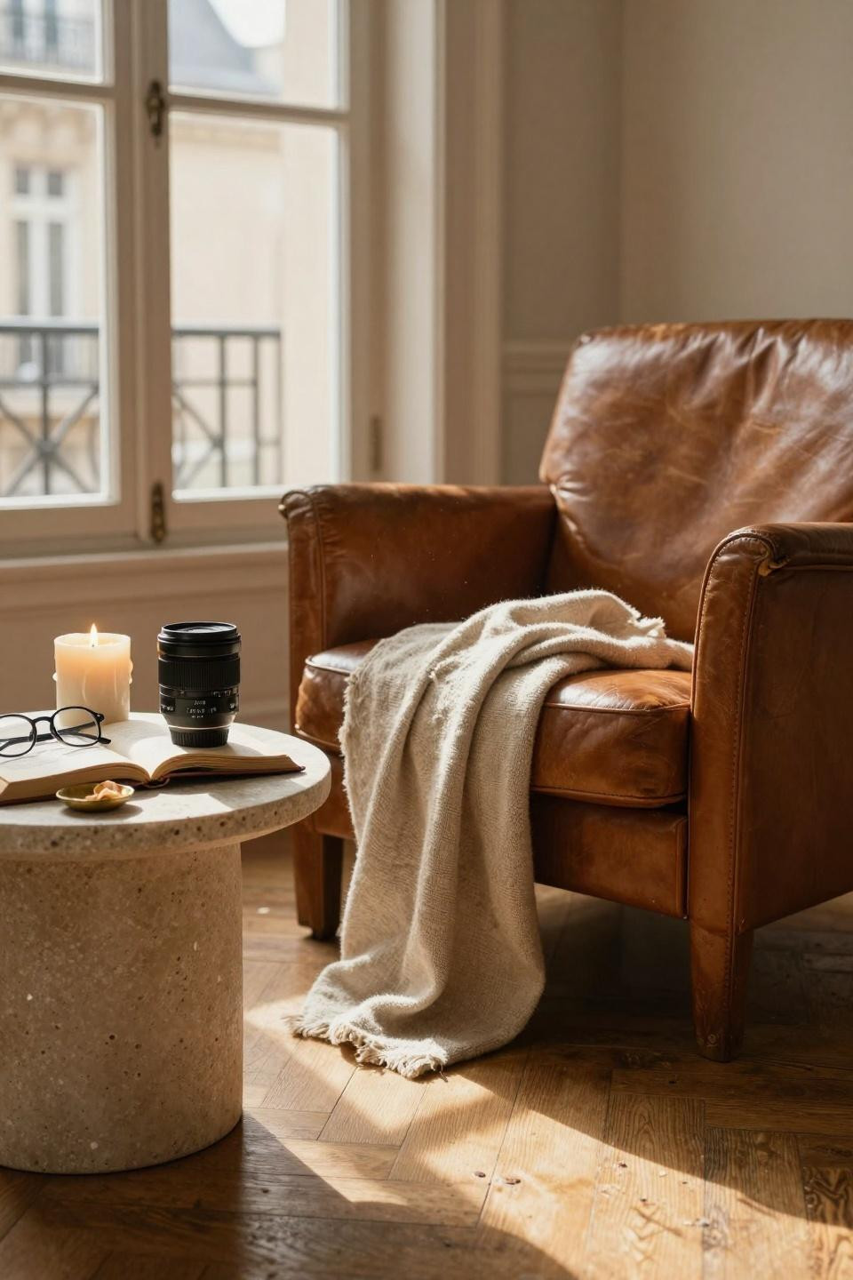 Small Lounge Ideas - detailed view of linen and leather mix