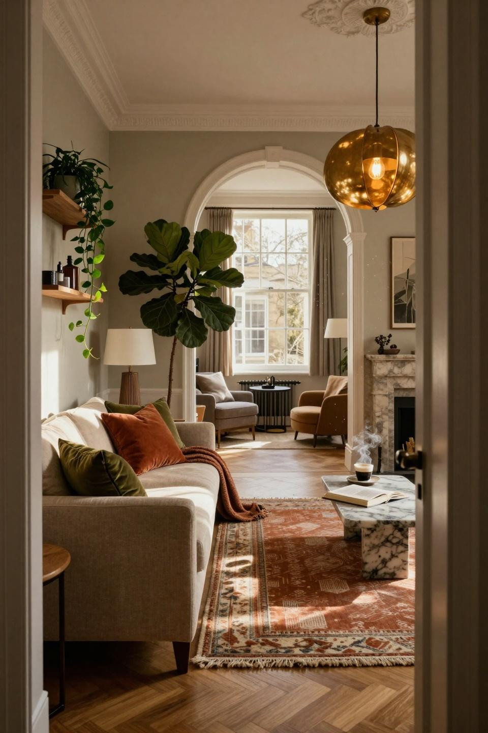 Small Lounge Ideas - elegant front room with natural light