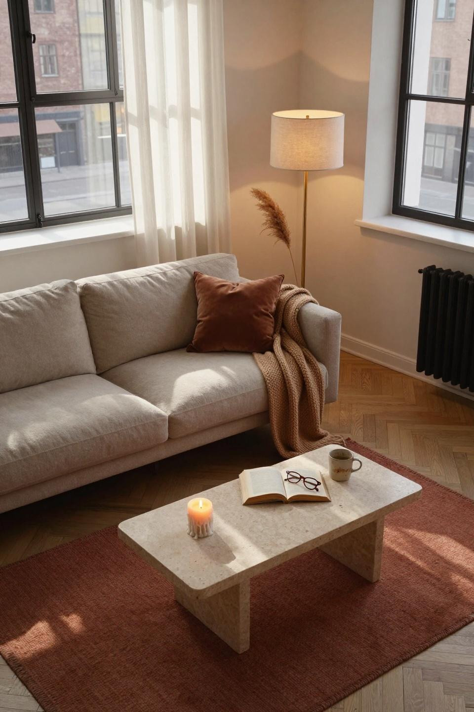 Small Lounge Ideas - intimate seating with chunky knit throw