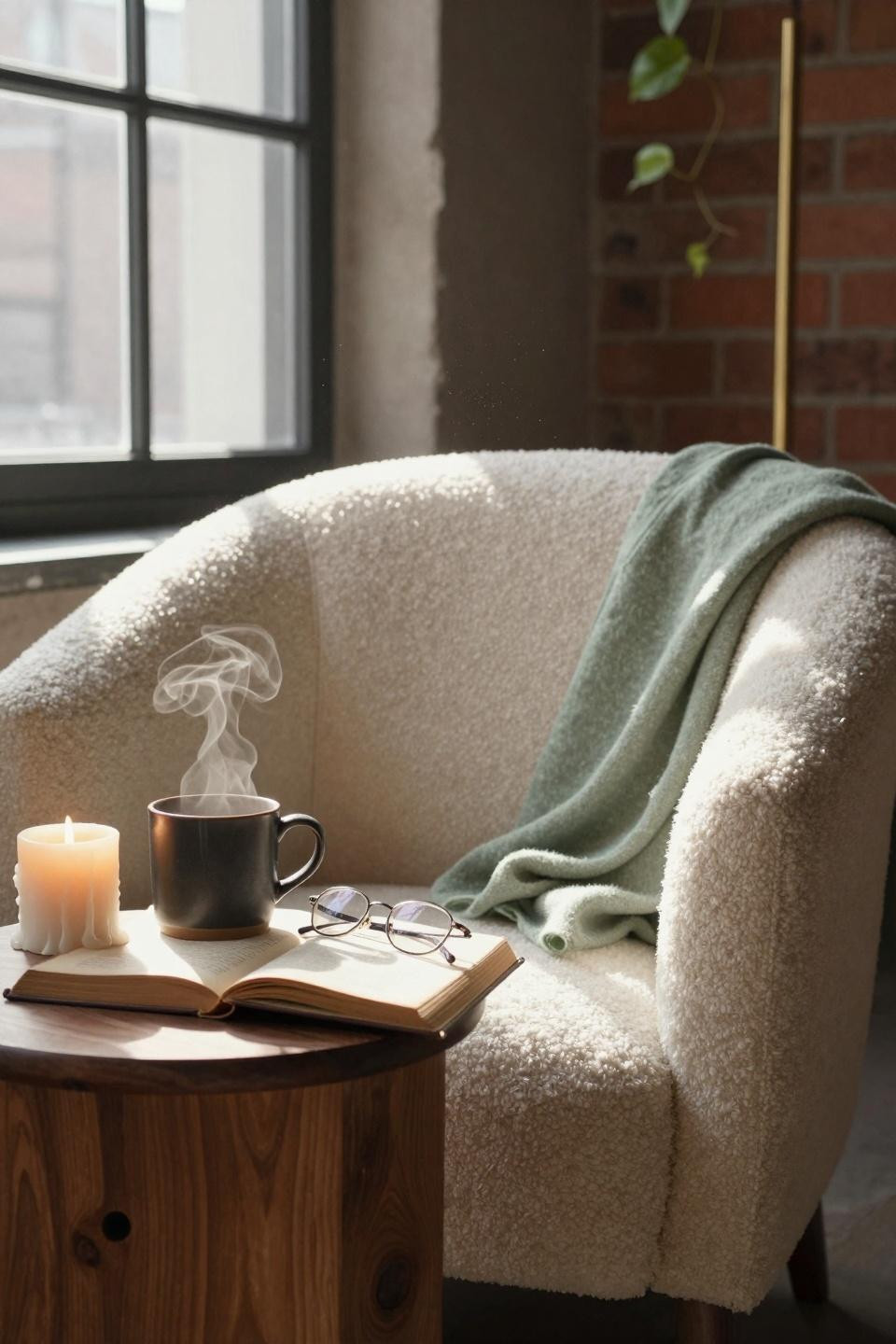 Small Lounge Ideas - intimate vignette with natural styling