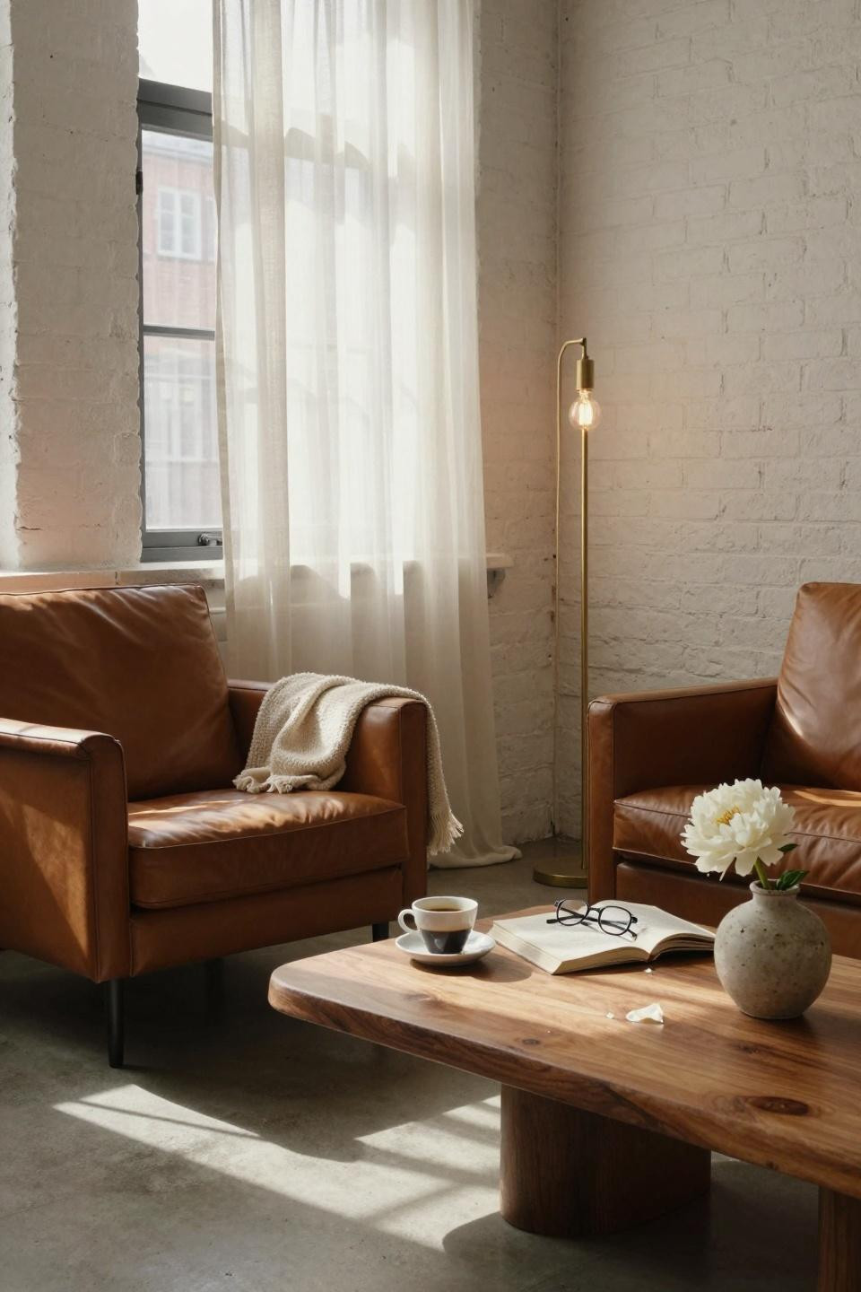 Small Sitting Room Ideas - exposed brick with steel windows