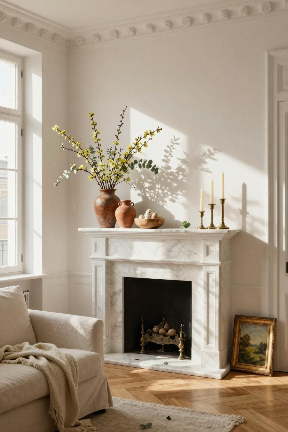 Spring Mantel Decorating Ideas - natural organic styling