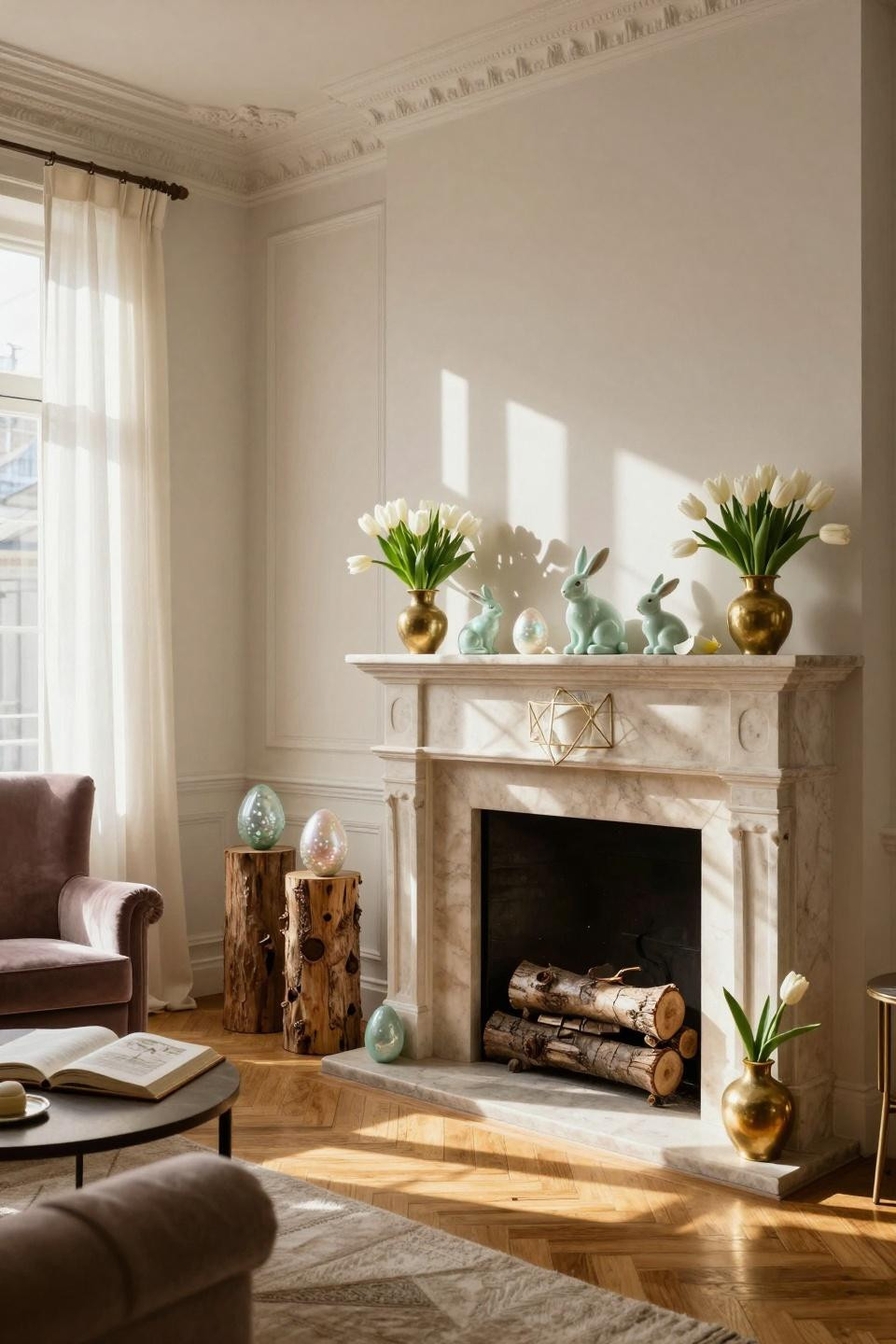 Spring Mantel Decorating Ideas - Easter-specific styling