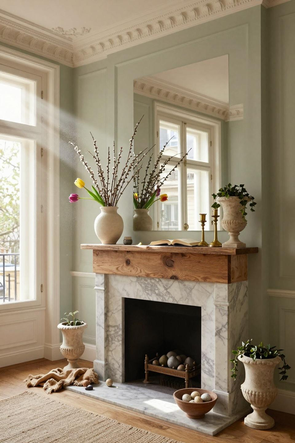 Spring Mantel Decorating Ideas - European minimalism