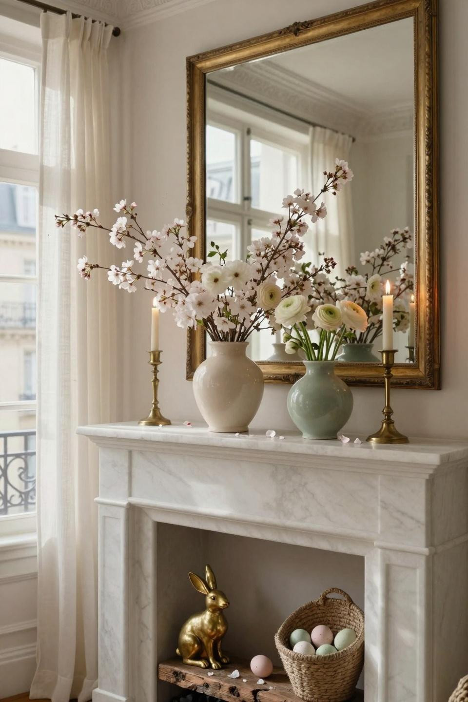 Spring Mantel Decorating Ideas - French country elegance