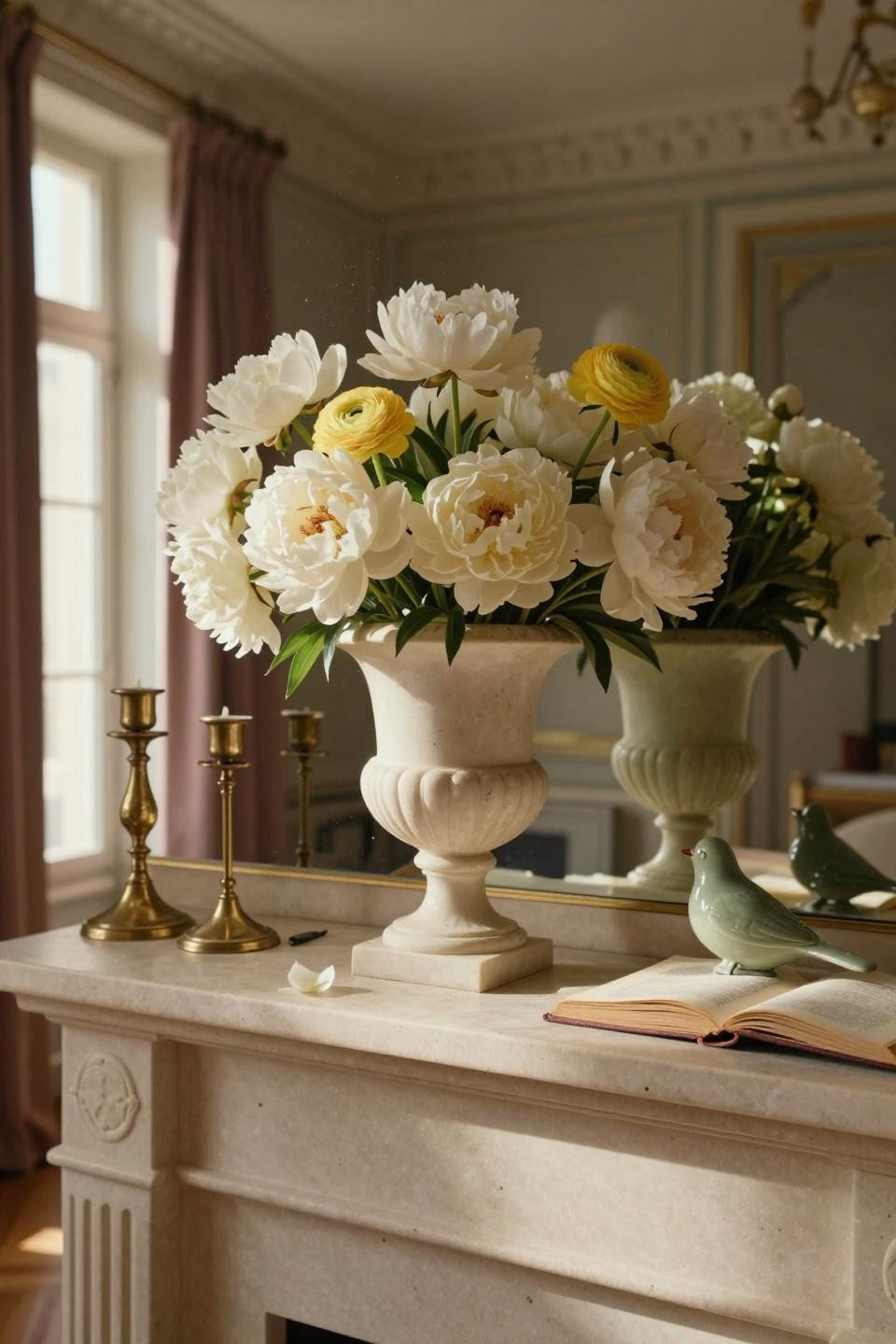 Spring Mantel Decorating Ideas - everyday arrangement