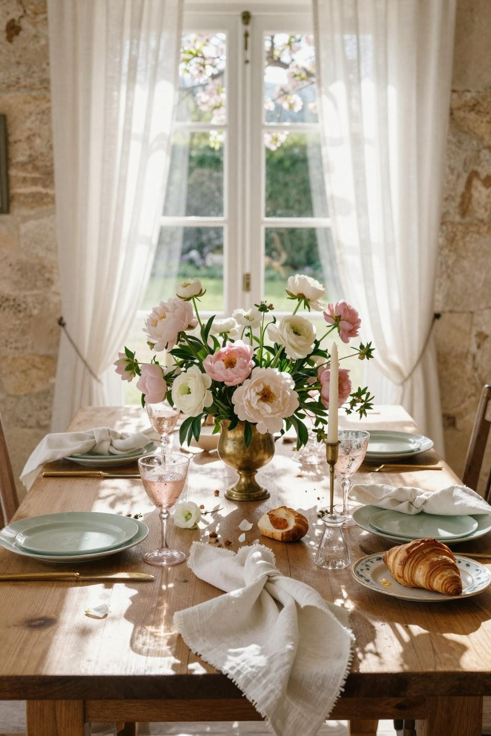 spring tablescapes with cherry blossom centerpiece