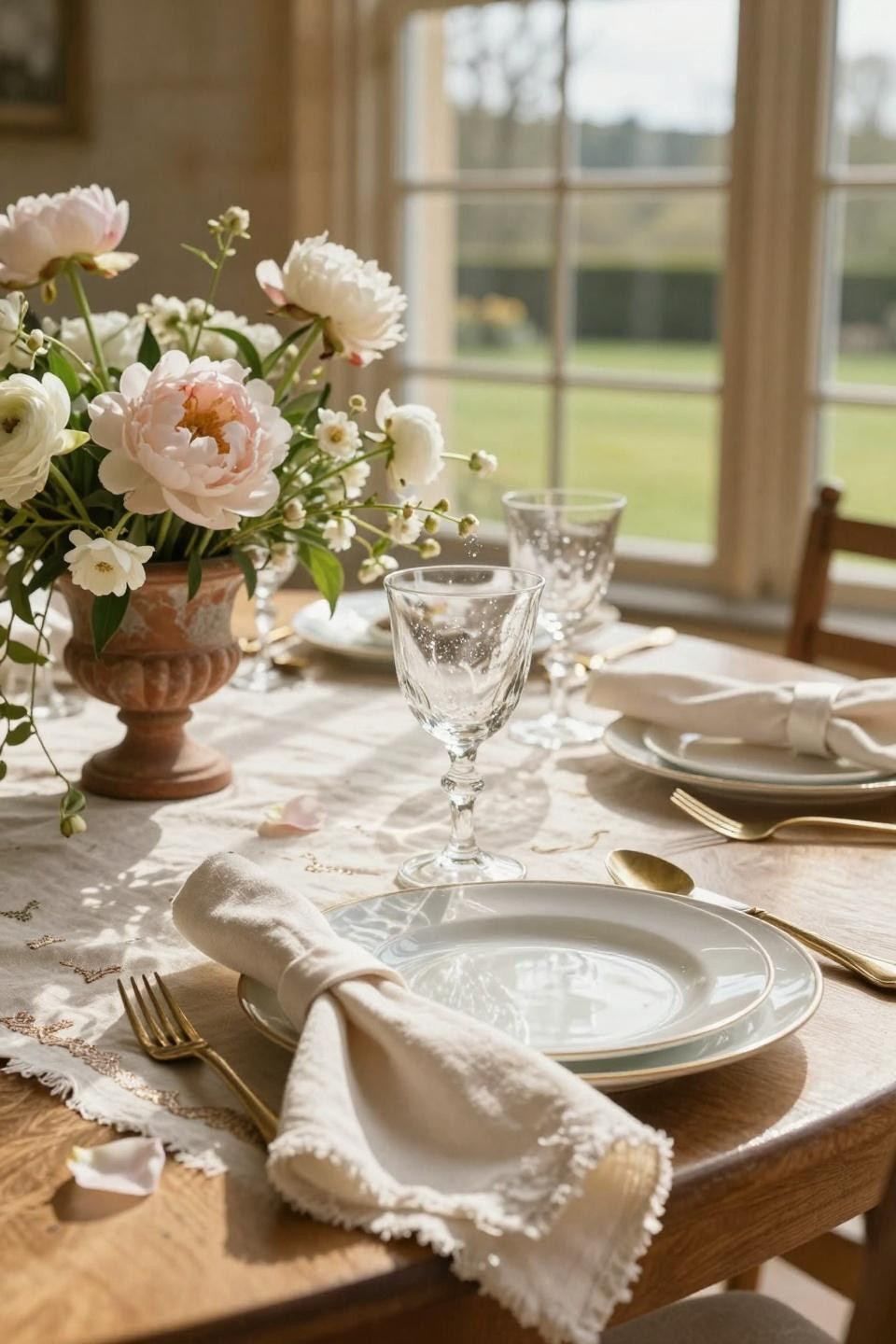 spring tablescapes with elegant linen details