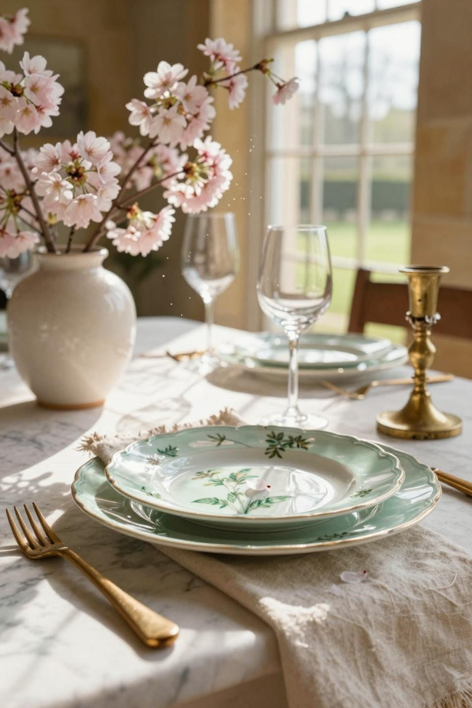 spring tablescapes with heirloom porcelain details