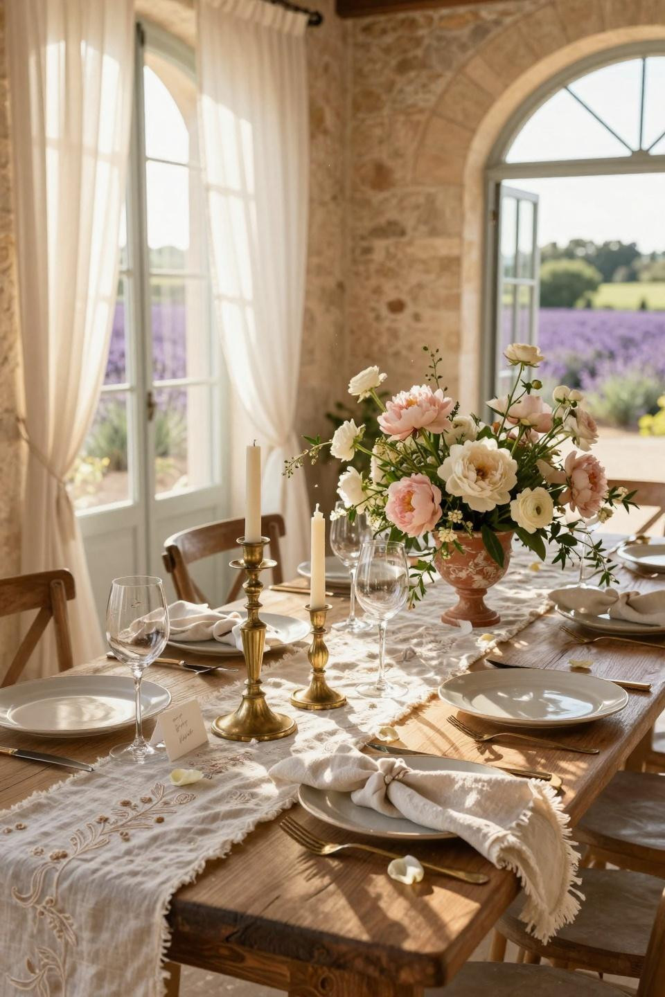 Spring Wedding Tablescapes - french provence with lavender fields