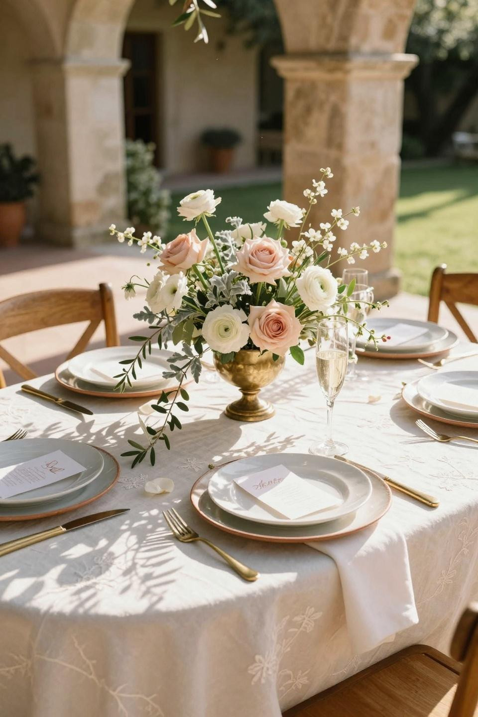 Spring Wedding Tablescapes - tuscan villa with archways