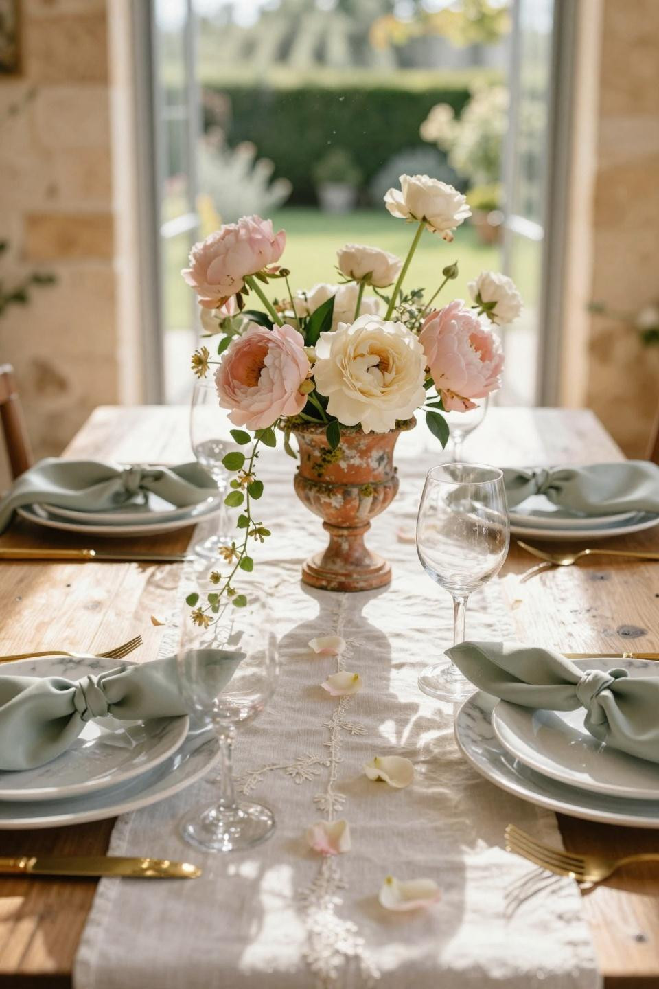Spring Wedding Tablescapes - provencal villa with french doors