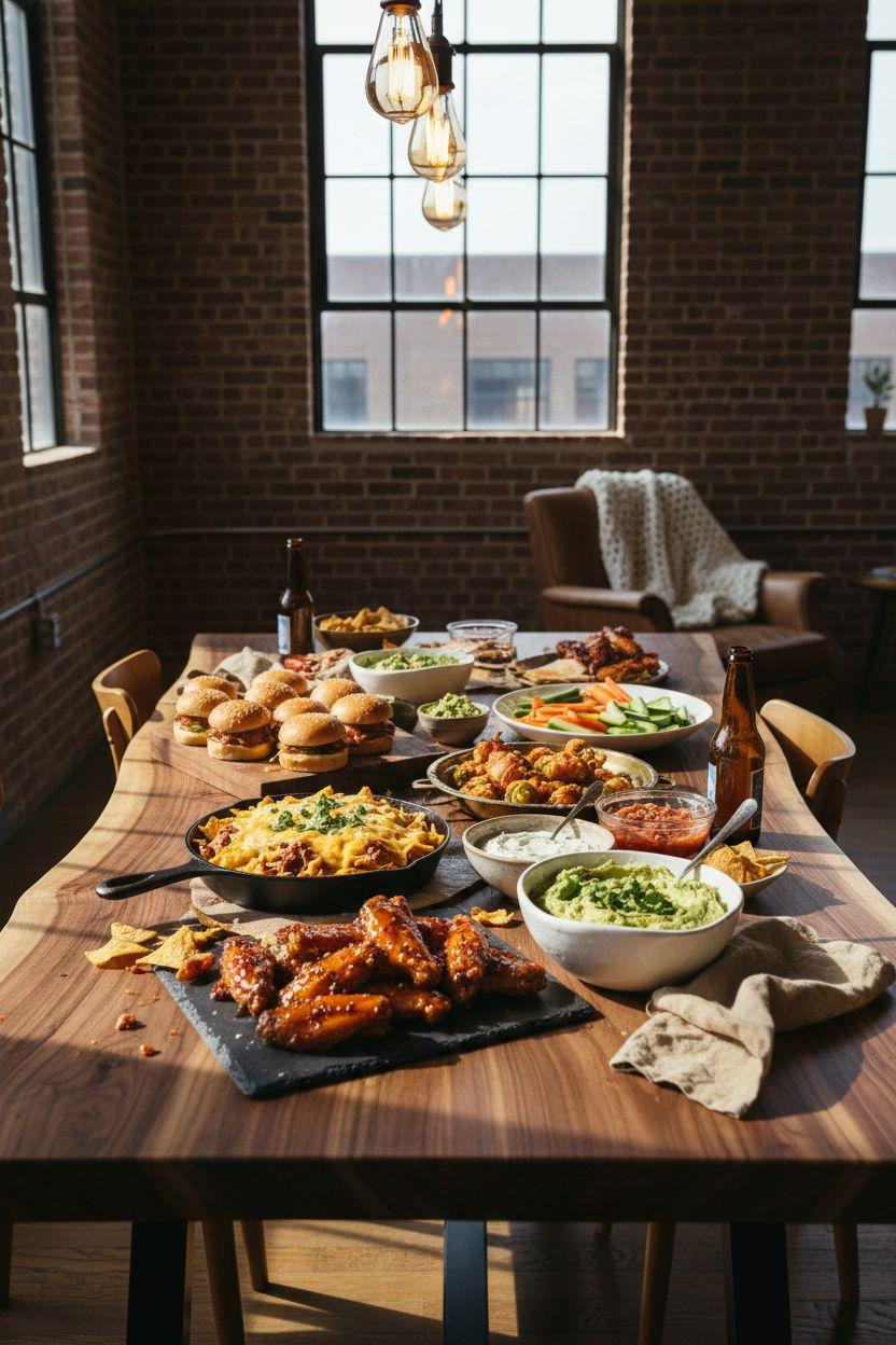 Super Bowl food - Brooklyn loft football spread