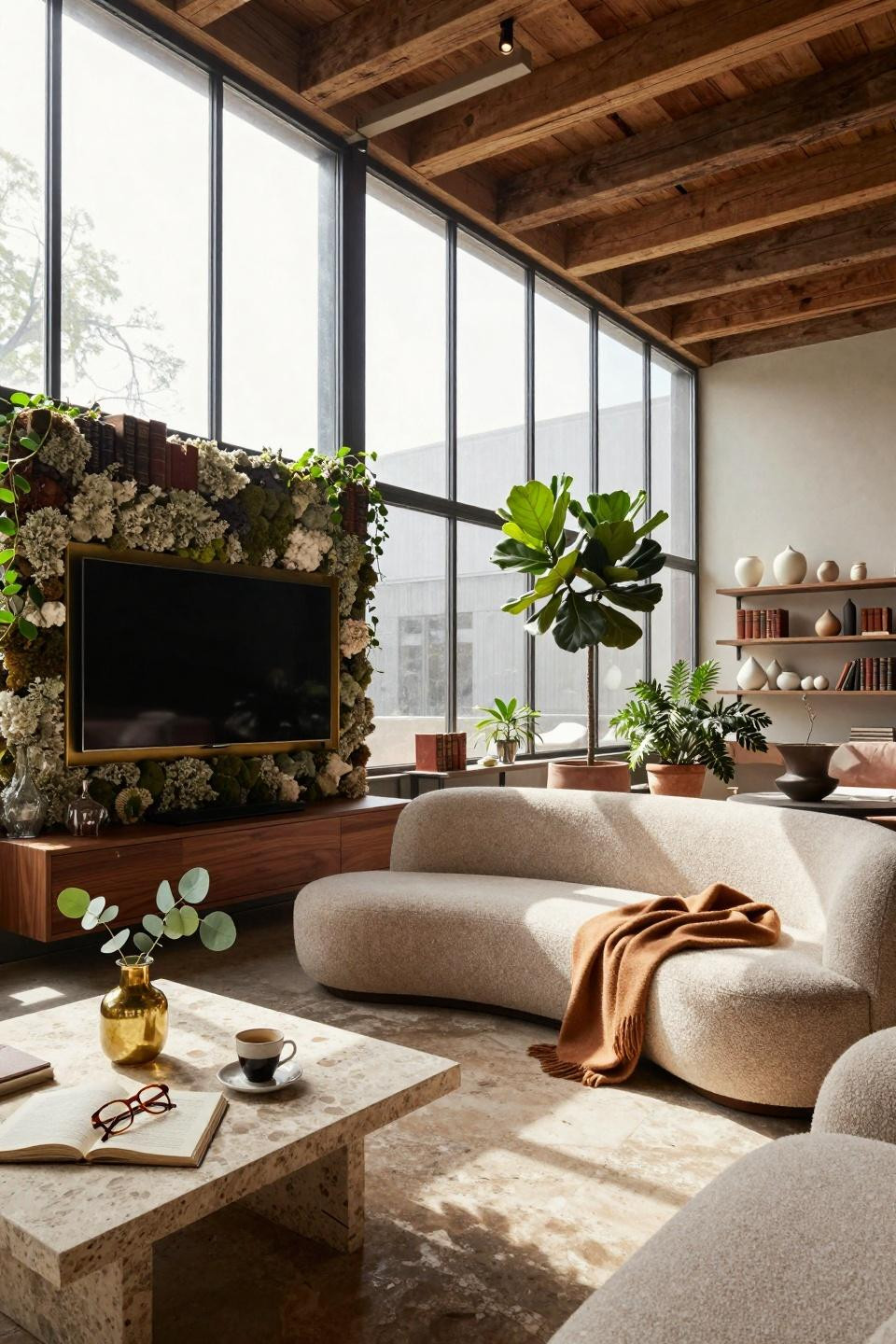 Tv Lounge Ideas - preserved moss wall behind screen