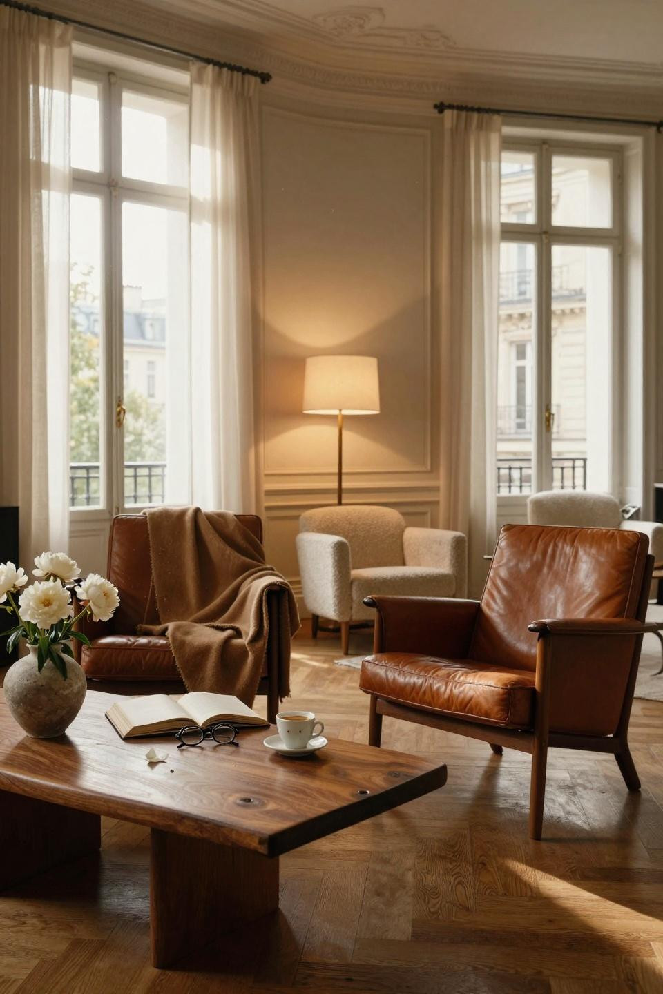 2 Chairs Sitting Area featuring two chairs with walnut coffee table
