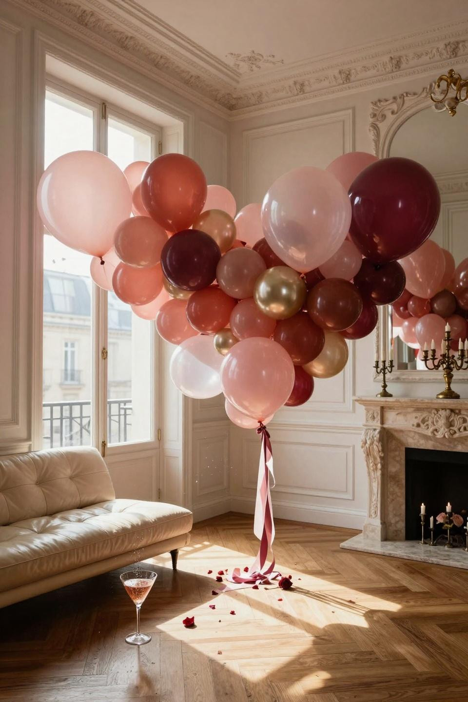 Valentines balloons decorations - organic balloon garland with varied sizing