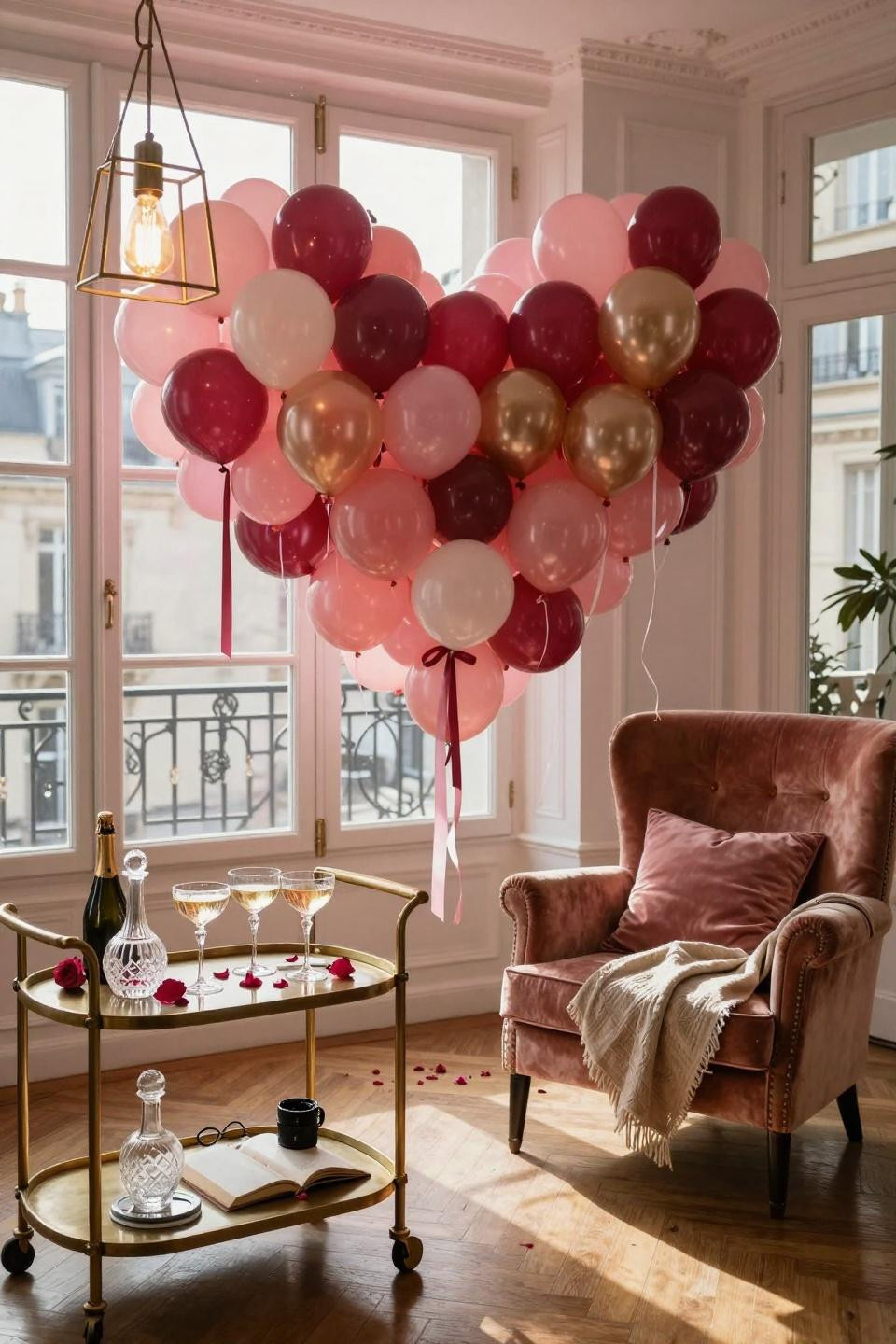Valentine's Day Balloon Heart Wall Galentines party styling