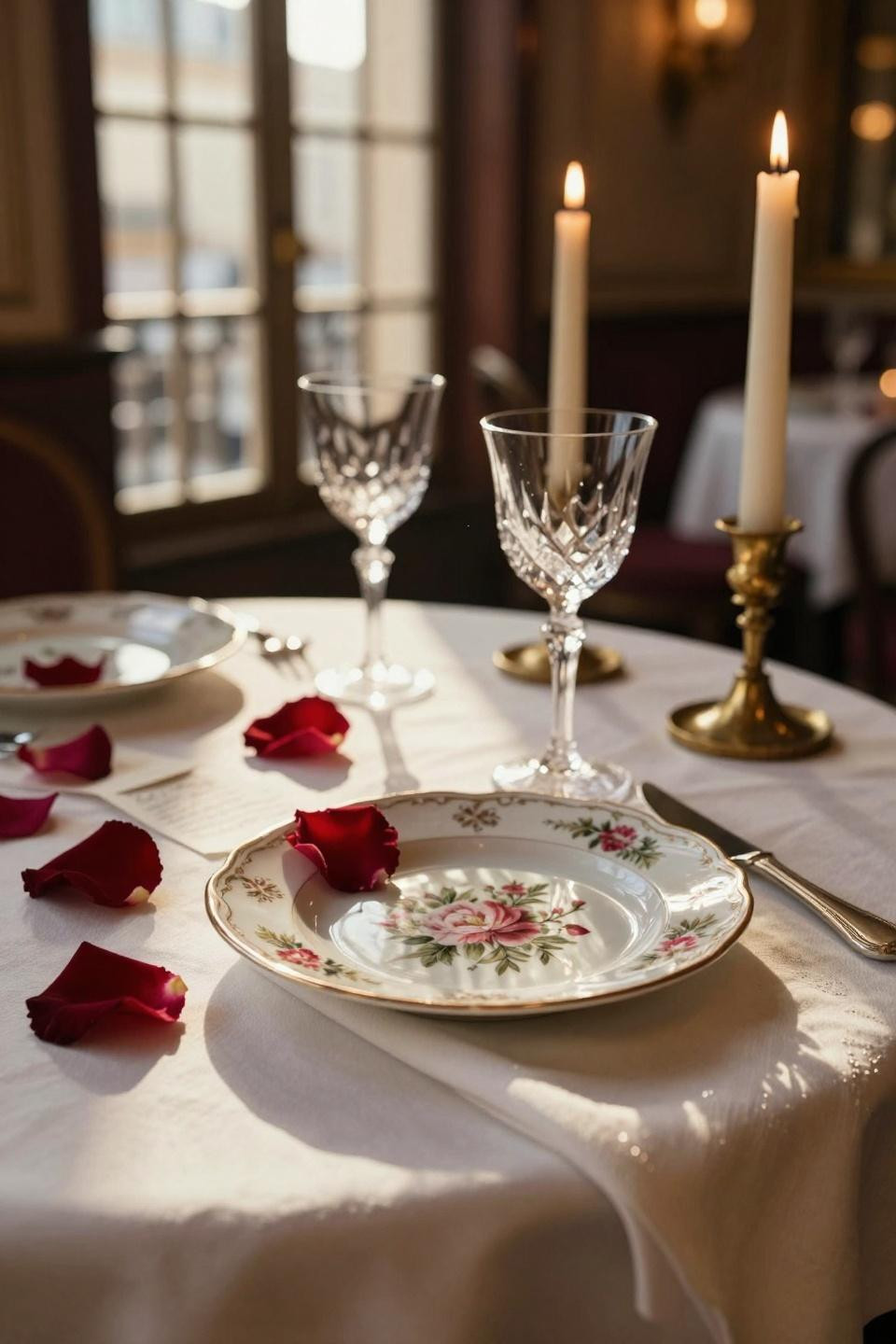 Valentines Day decorations restaurant - Belle Époque alcove with hand-painted Limoges porcelain