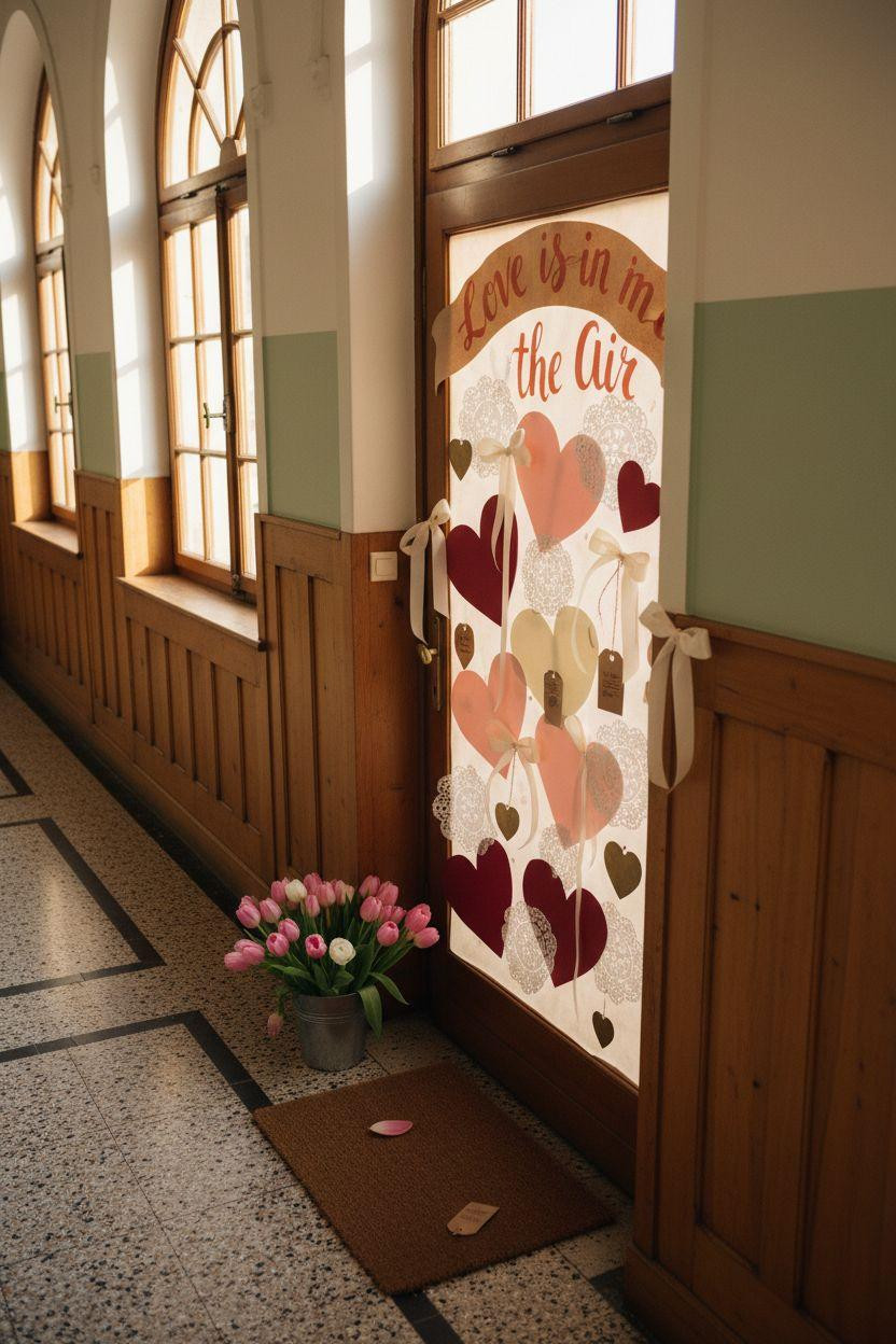 Valentines door decorations classroom with brass accents