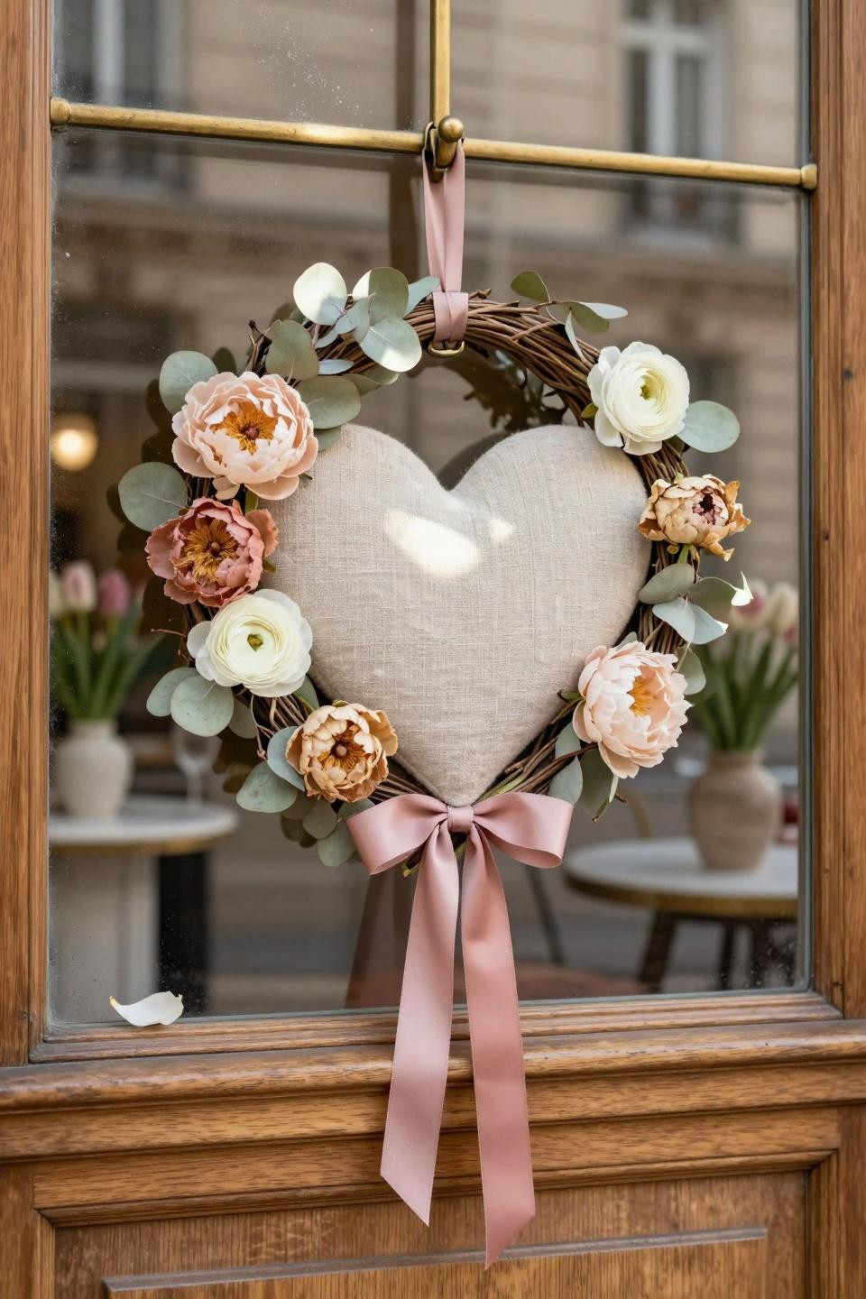 valentines door hanger - preserved rose heart wreath