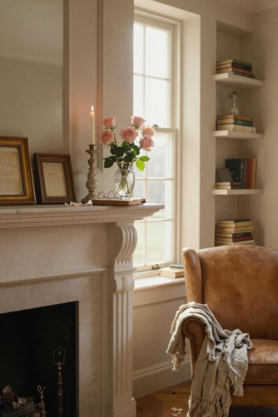 valentines mantle decor - European country manor with vintage Valentine's touches