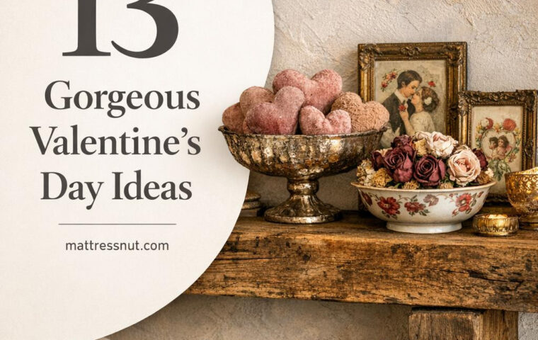 13 ways to bring farmhouse romance into your home this Valentine’s Day with worn velvet hearts and candlelight