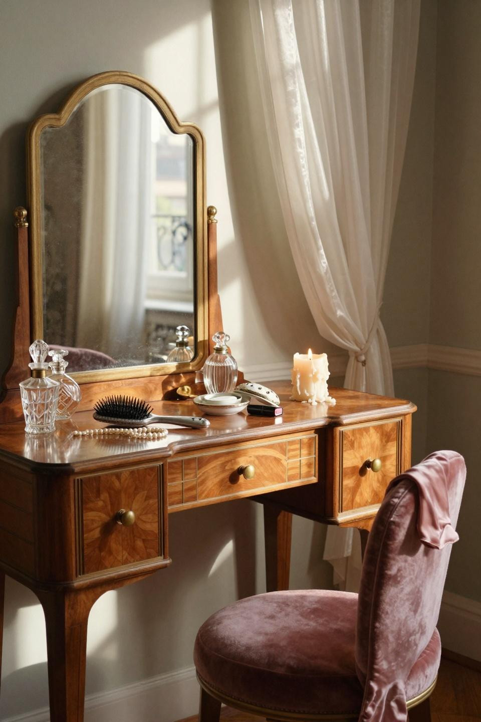 vintage vanity Art Deco geometric details