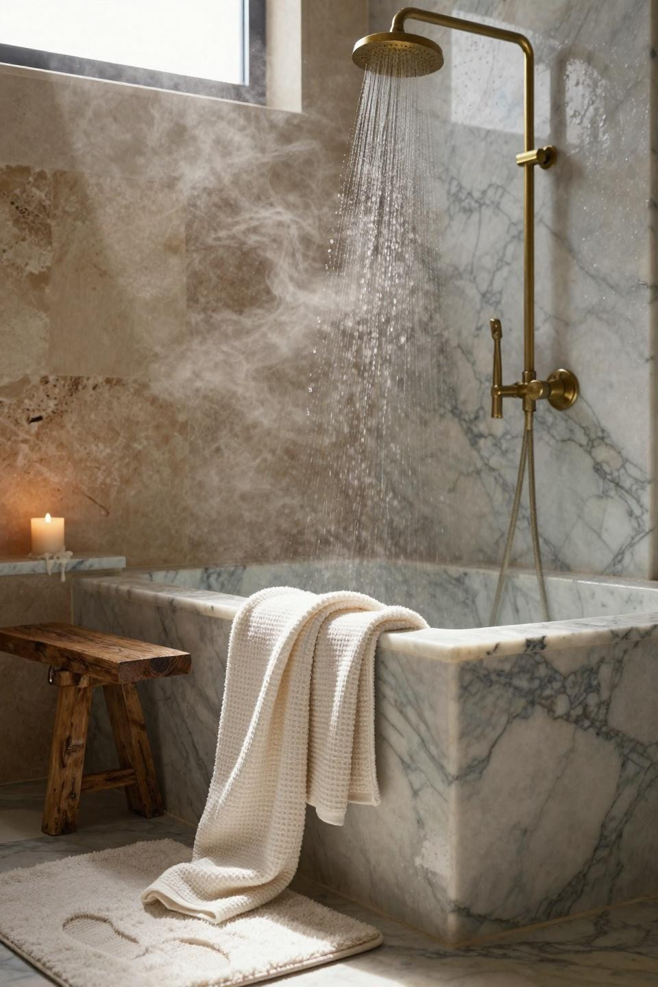 Master Shower Ideas - Italian-inspired marble bathroom detail