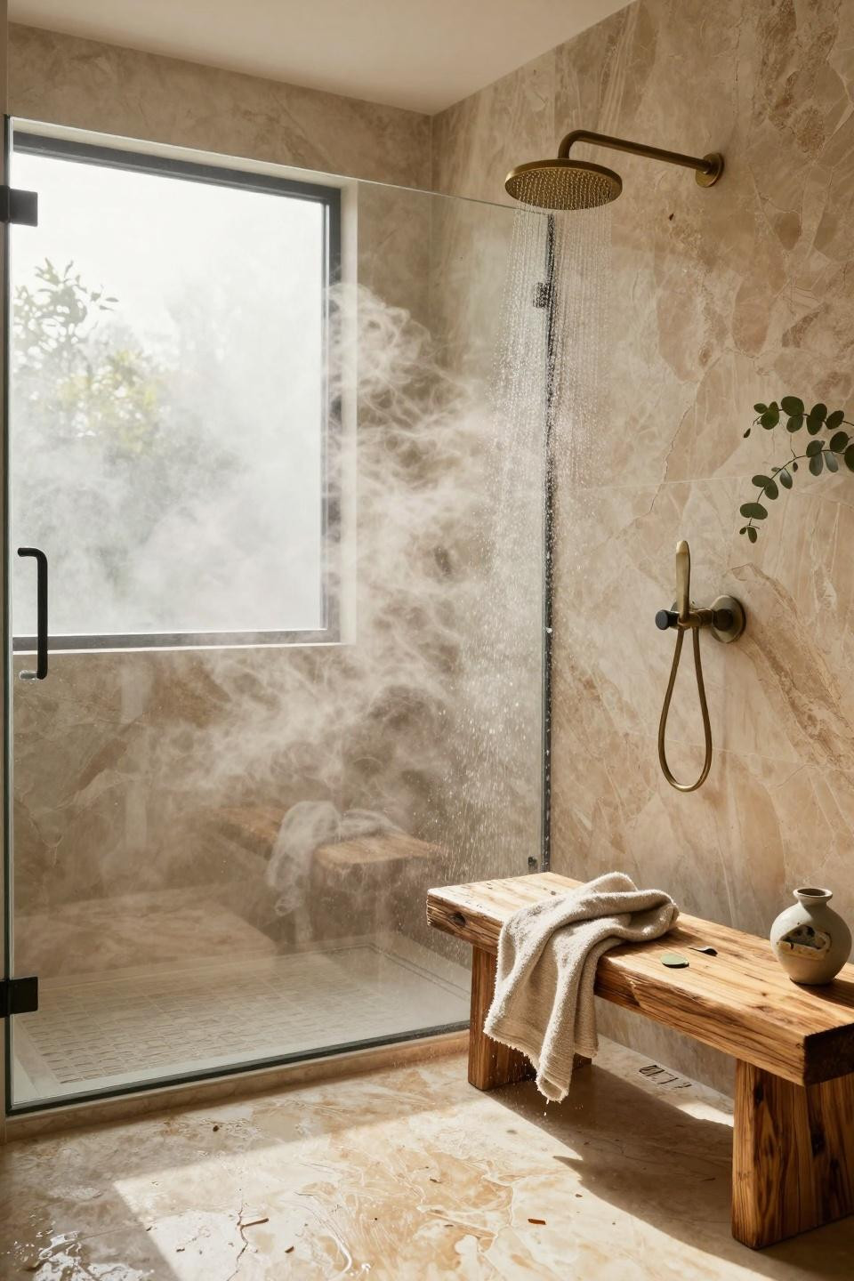 Master Shower Ideas - spa-inspired bathroom remodel with travertine