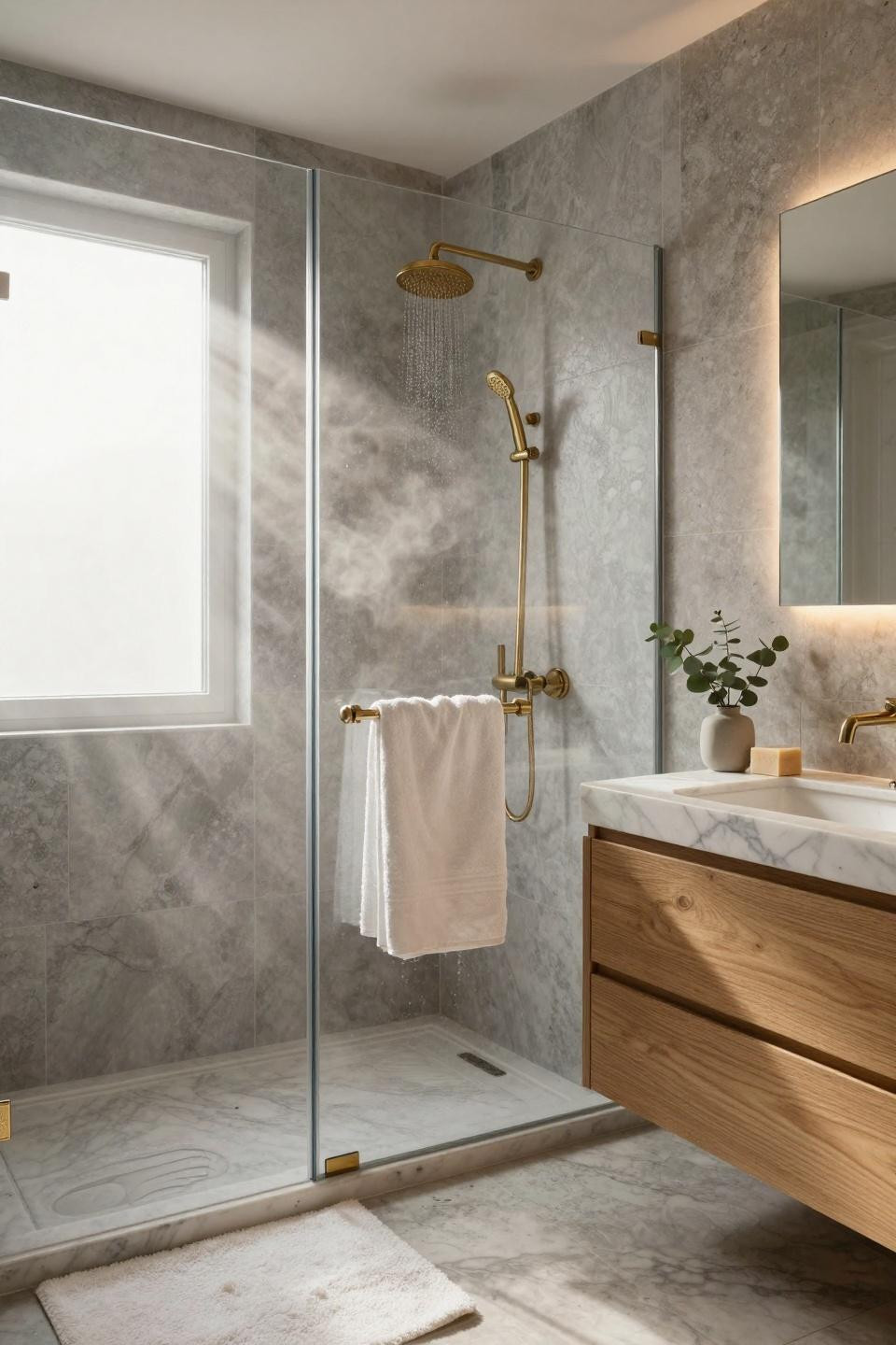Master Shower Ideas - Parisian apartment bathroom with frameless walk-in shower