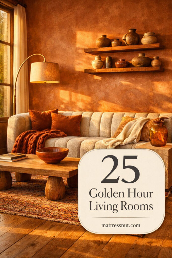 Sunlit living space featuring terracotta cushions, natural linen sofa, woven textures, and warm neutral tones creating cozy ambiance