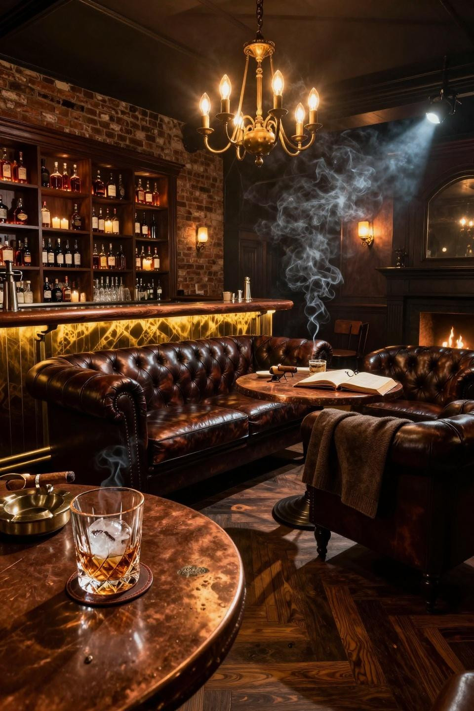 Whiskey lounge home with 1920s speakeasy design