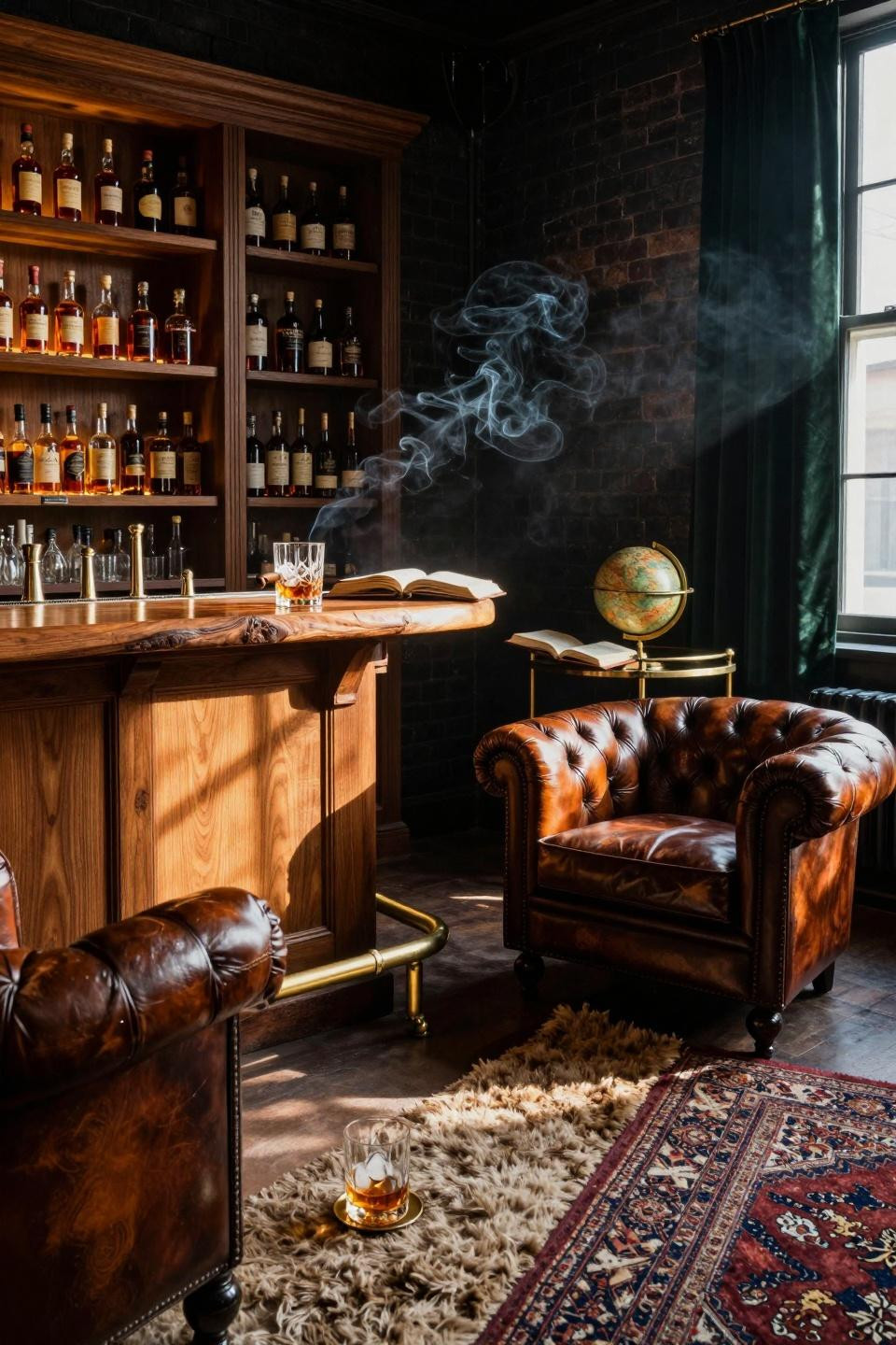 Whiskey lounge home in Manhattan brownstone style