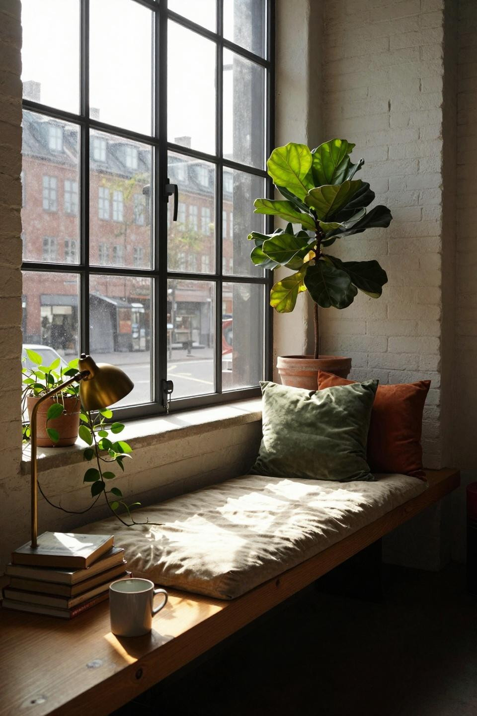 Window Sitting Ideas - industrial loft window seat with steel frames