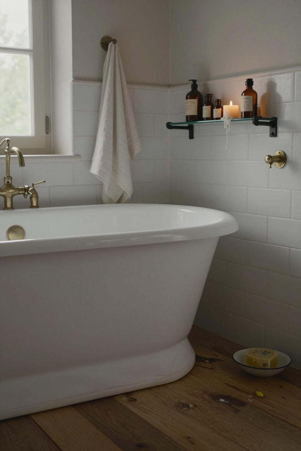 Farmhouse Bathroom with skirted tub