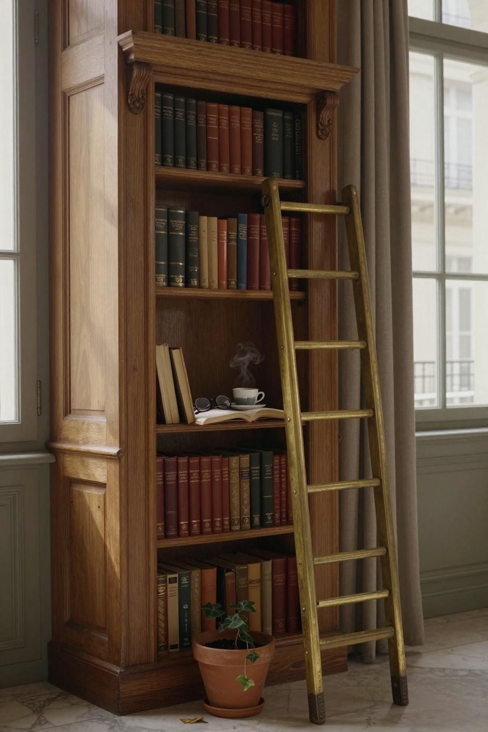 hidden bookshelf pocket door in honey oak seamlessly integrated into library wall paneling revealing secret reading nook