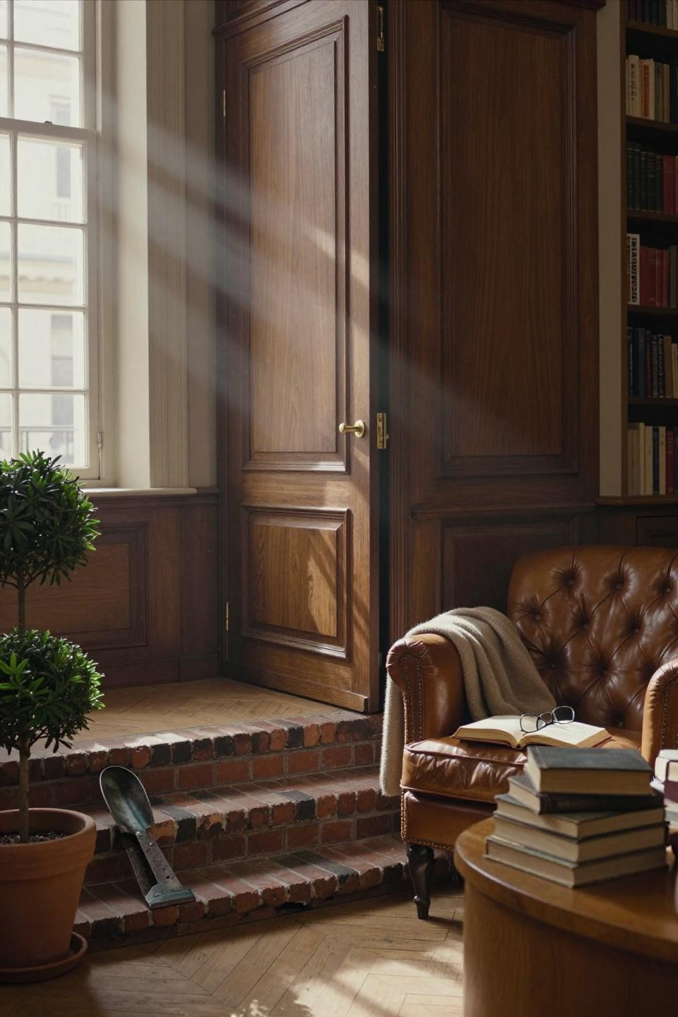 hidden door ideas in parisian haussmann library with hand-carved walnut boiserie and concealed passage