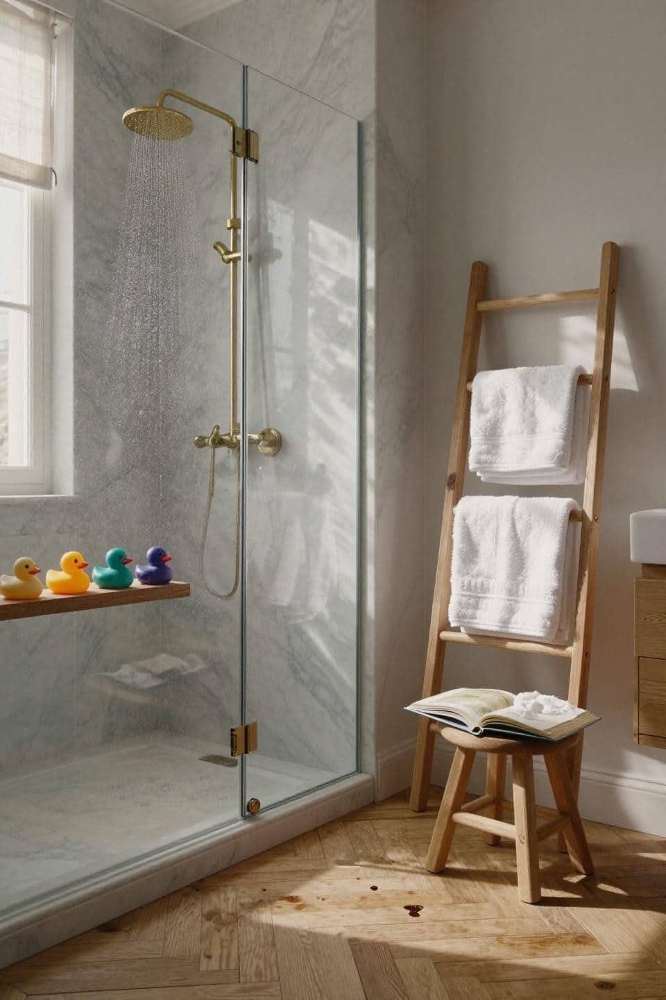 Childrens Bathroom Ideas - marble steam shower