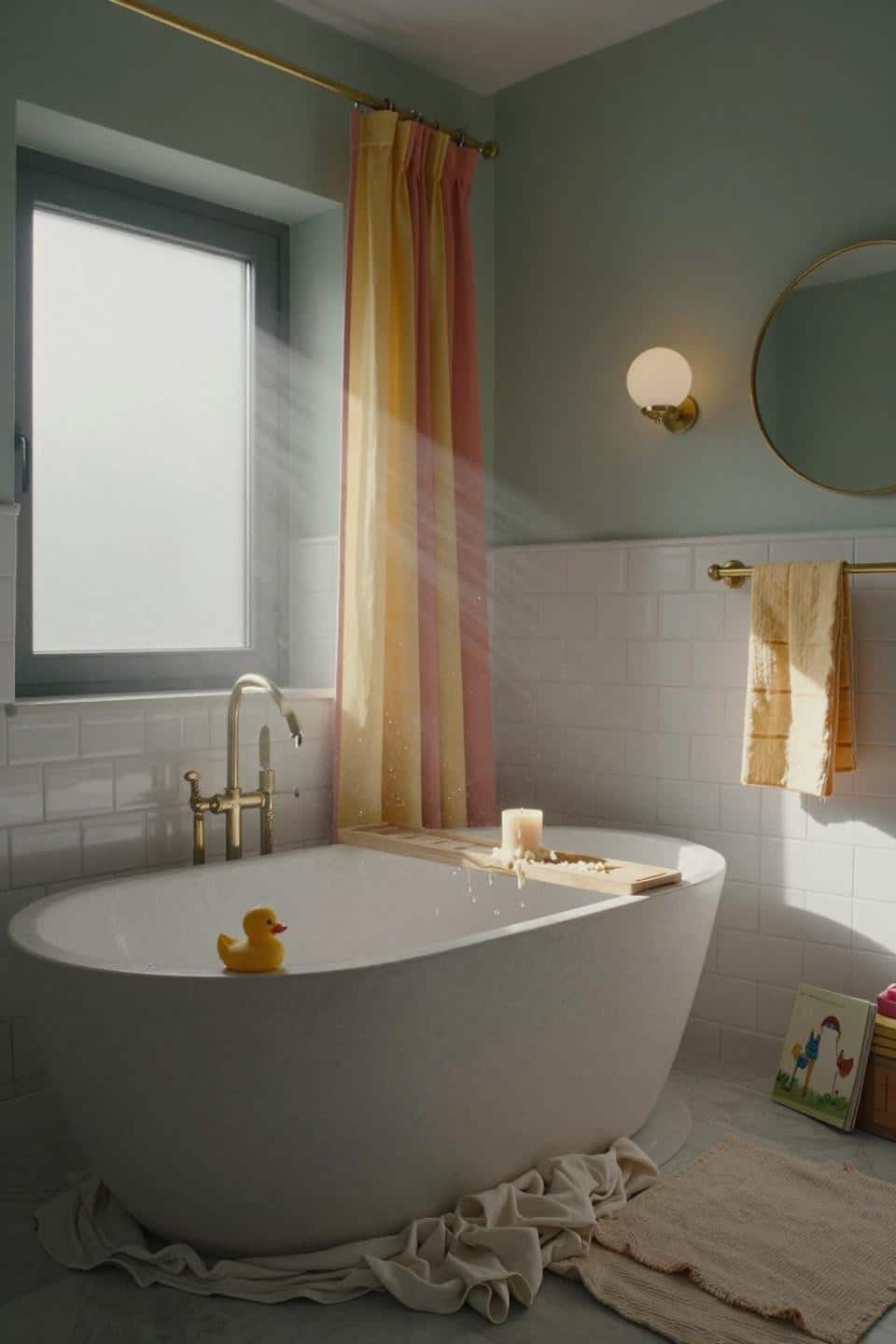 Modern Kids Bathroom - freestanding sculptural tub
