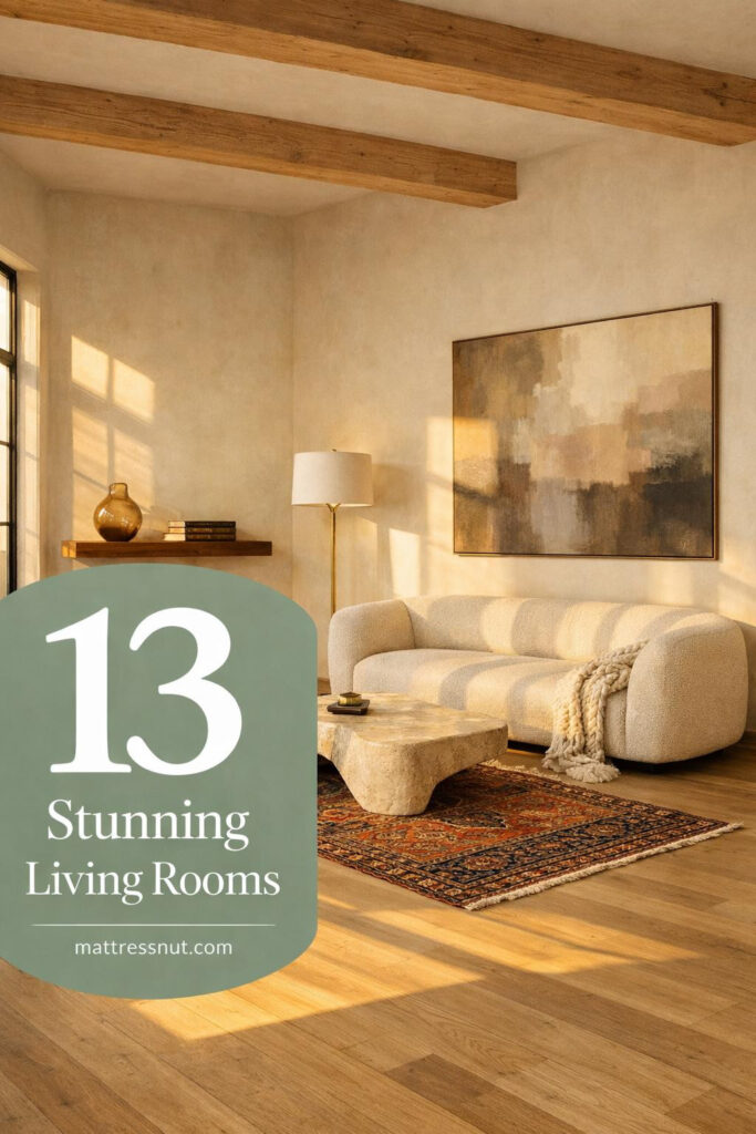 Modern lounge room featuring minimalist furniture, neutral color palette, strategic empty space, and layered textures