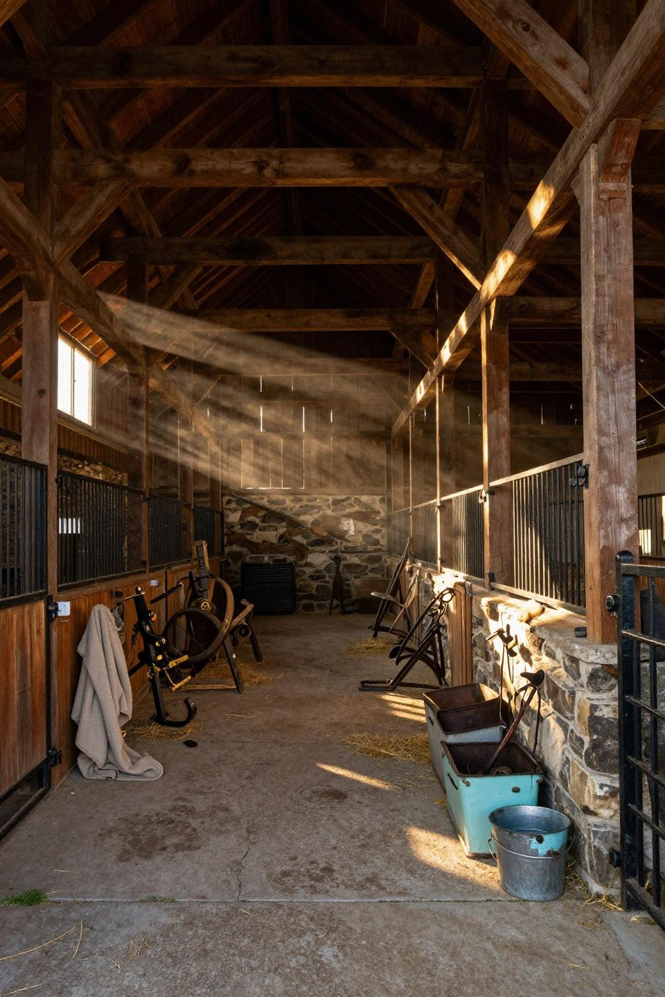beautiful horse barns century-old bank barn with timber-frame structure and hand-hewn stone foundation in pennsylvania countryside