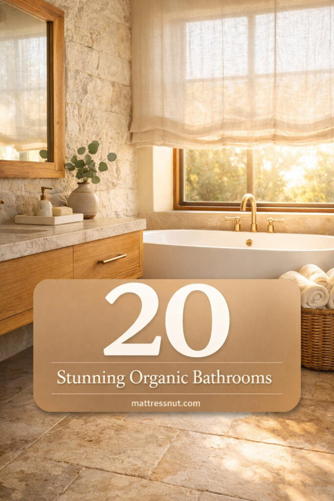 Spacious bathroom featuring honey oak vanity, rough stone accent wall, natural morning light streaming through windows