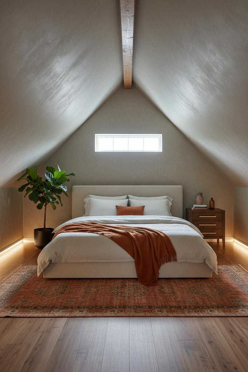 Attic Bedroom Angled Ceiling Boho Design