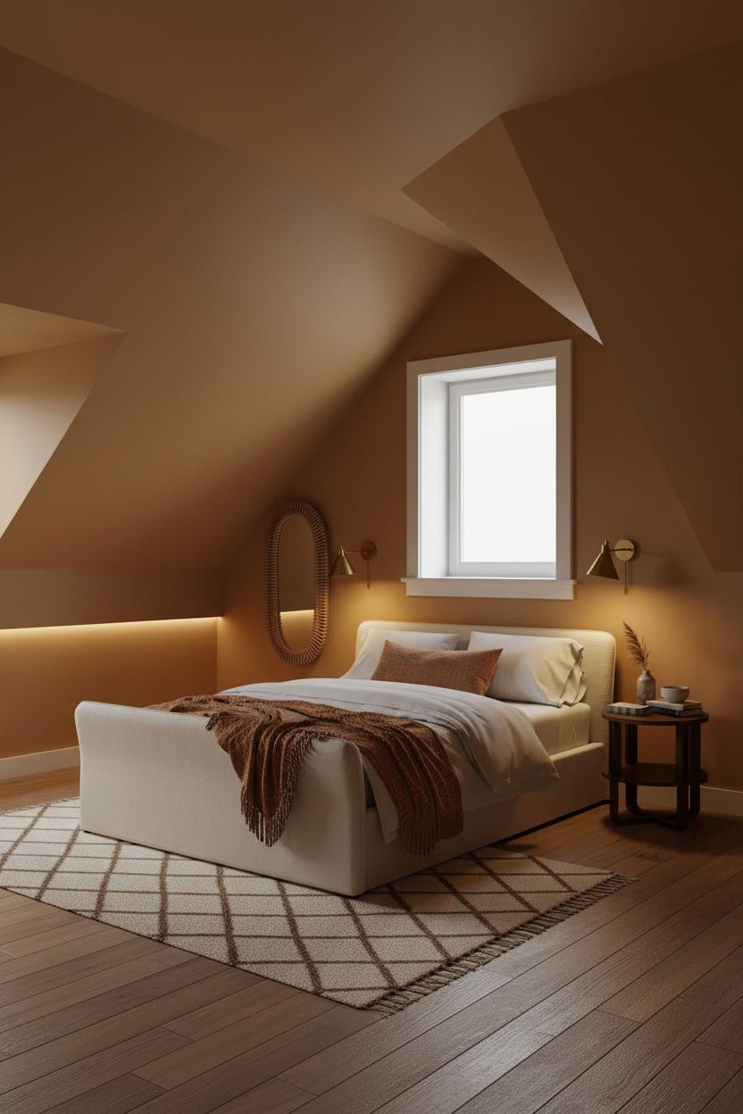 Attic Bedroom Angled Ceiling Dormer Design