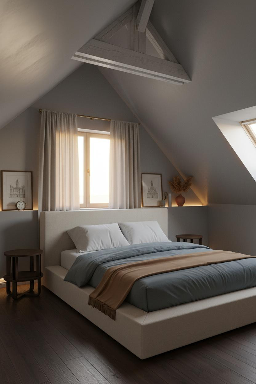 Attic Bedroom Angled Ceiling Dormer Window