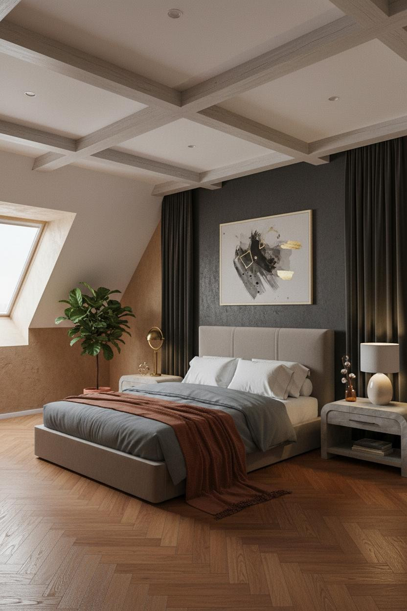 Attic Bedroom Modern Bed Frame Botanical